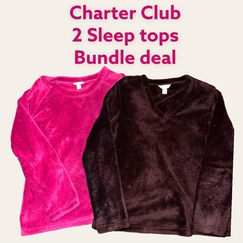 Charter Club 2 piece plush sleep tops bundle deal!